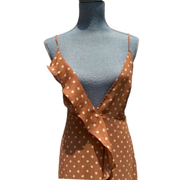 Polka Dot Ruffle Spaghetti Strap Maxi Dress - Picture 3 of 12